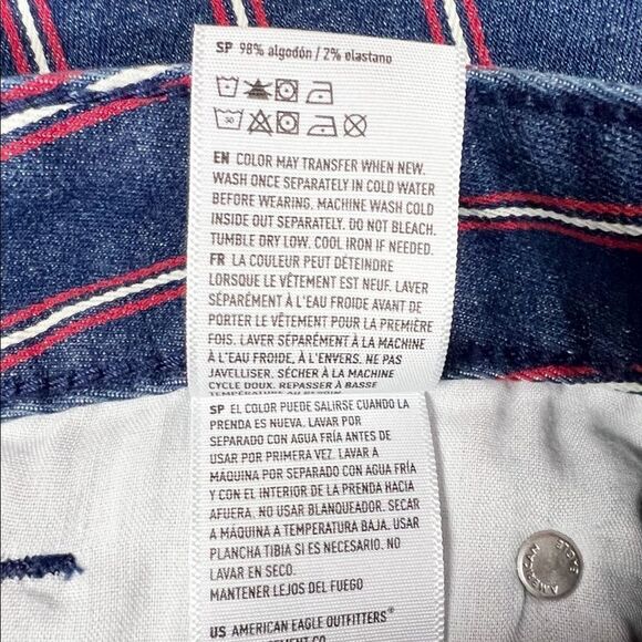 American Eagle Blue and Red Striped High Rise Mini Skirt Size 6 - Picture 9 of 9